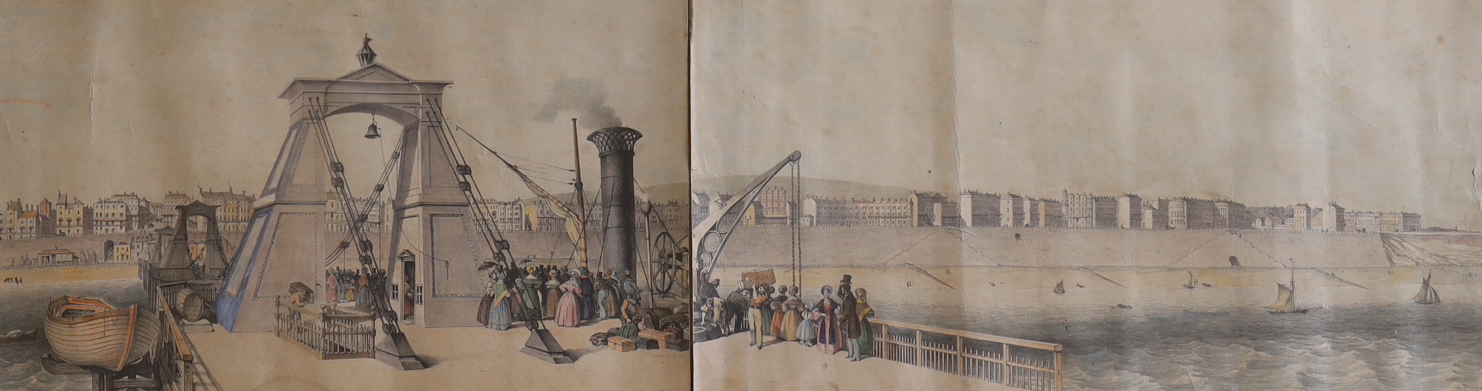 C. Darby Esq (19th C.), hand coloured lithograph, 'Brighton 1839', published for the benefit of the Sussex County Hospital. Sold By W.H.Mason & H. Hering, 9 Newman St, London, conjoined 24 x 82cm
